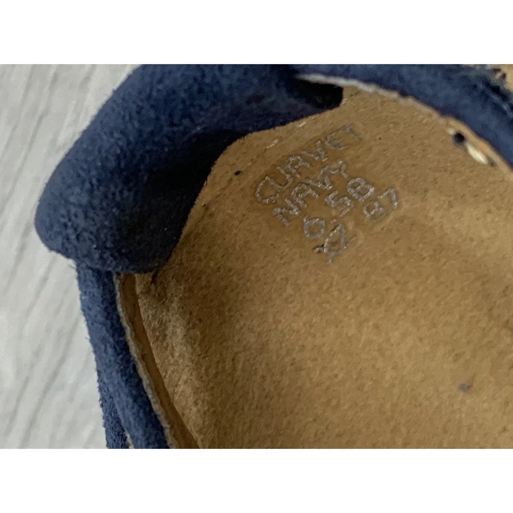 Earth Curvet Women's Sandals Blue Suede Pleated Wedge 6.5 Casual Shoes